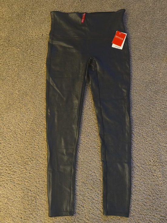 SPANX Pants - SPANX Faux Shimmer Leather High-Rise Jeggings in Black